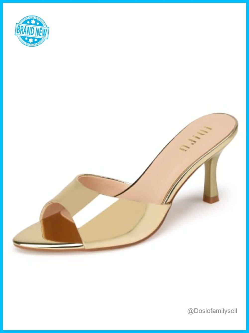Peep Toe Kitten Heel Mule Sandals Slip On Heels